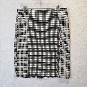 NWOT Cato Mini Skirt Sz 14 Plaid Y2K Work Black White Stretchy Sexy Bodycon